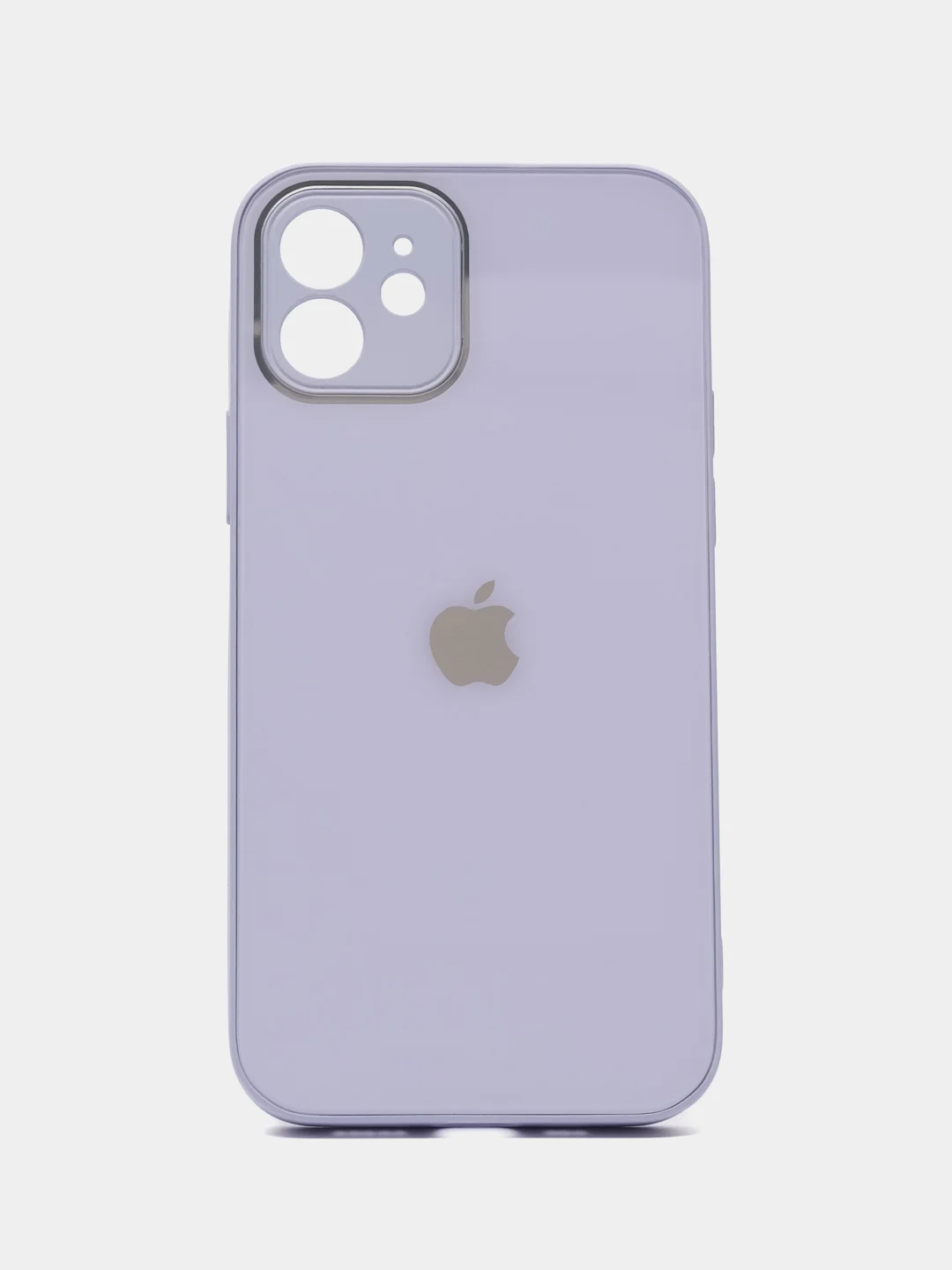 Лавандовый чехол силиконовый для iPhone 12, со стеклянной панелью