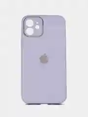 Лавандовый чехол силиконовый для iPhone 12, со стеклянной панелью