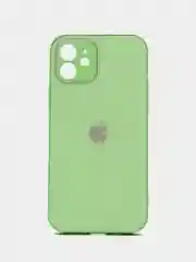 Салатовый чехол силиконовый для iPhone 12, со стеклянной панелью