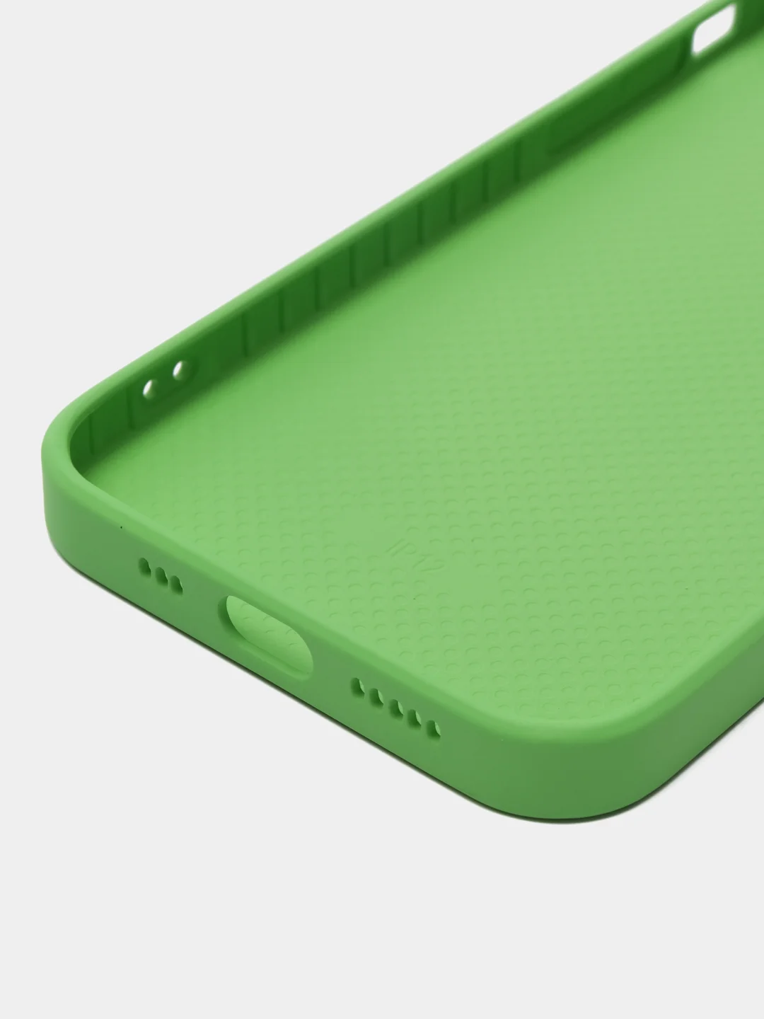 Салатовый чехол силиконовый для iPhone 12, со стеклянной панелью