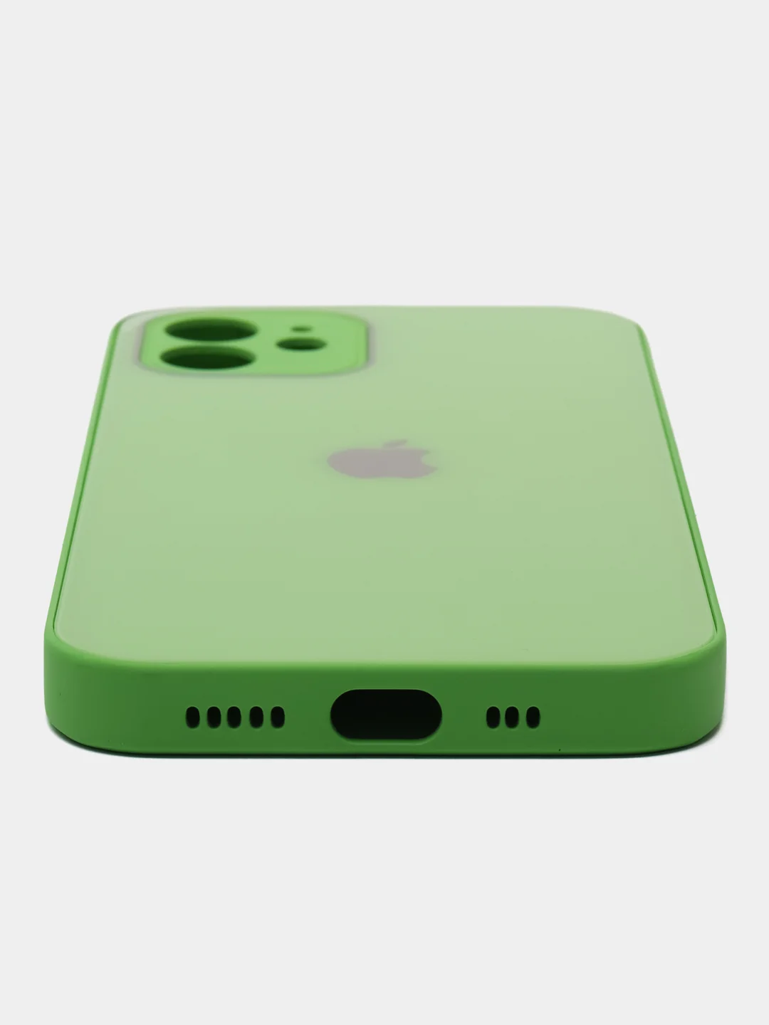 Салатовый чехол силиконовый для iPhone 12, со стеклянной панелью