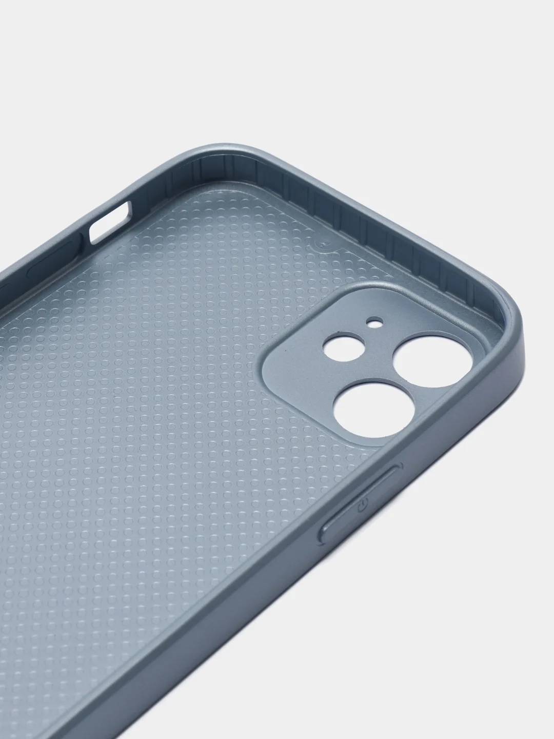 Светло-синий чехол силиконовый для iPhone 12, со стеклянной панелью