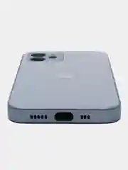 Светло-синий чехол силиконовый для iPhone 12, со стеклянной панелью