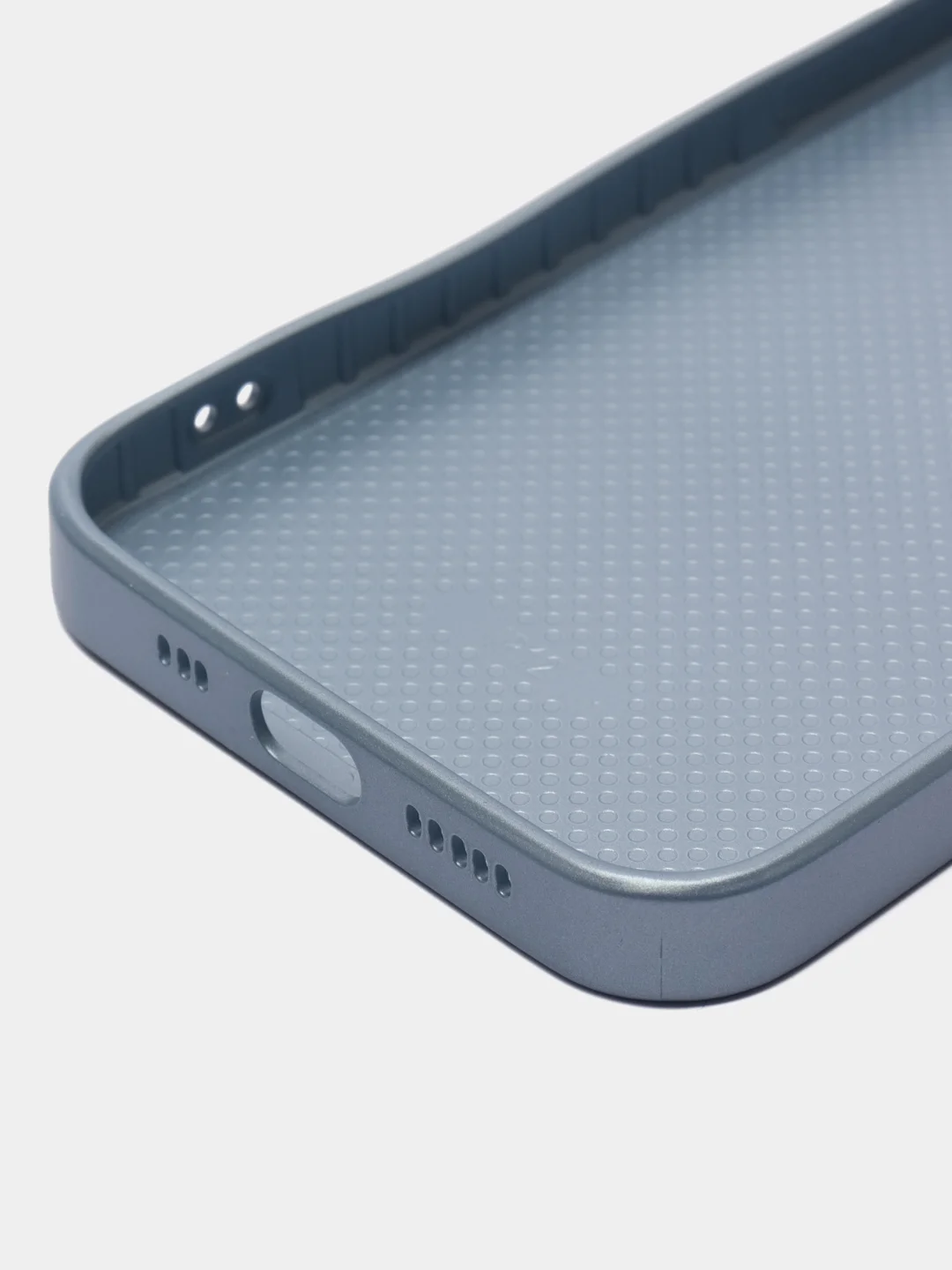 Светло-синий чехол силиконовый для iPhone 12, со стеклянной панелью