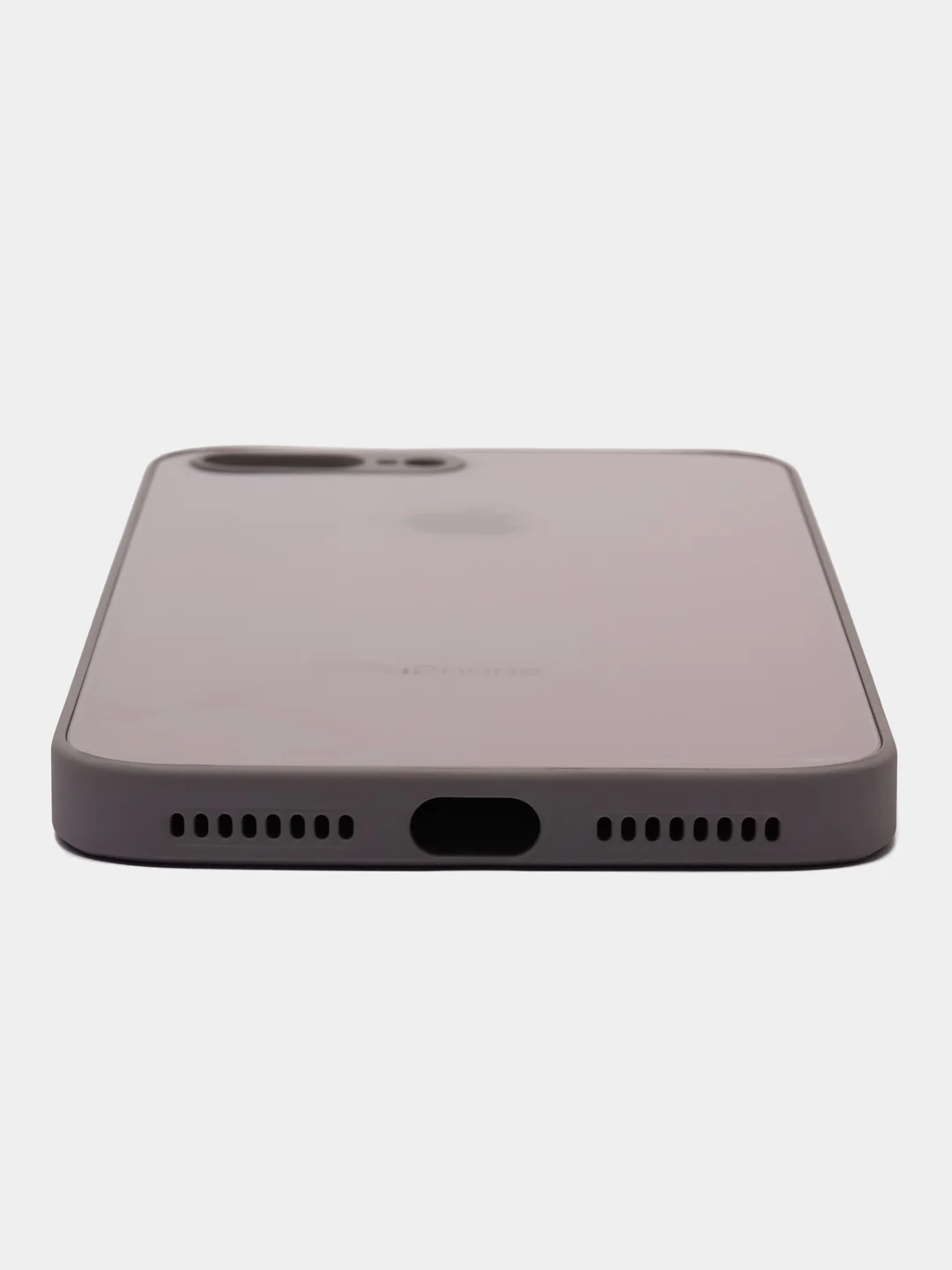 Бежевый меланж чехол силиконовый для iPhone 7 / 8 / 11 / 12 / 13 / 14 / Plus / Pro Max, со стеклянной панелью