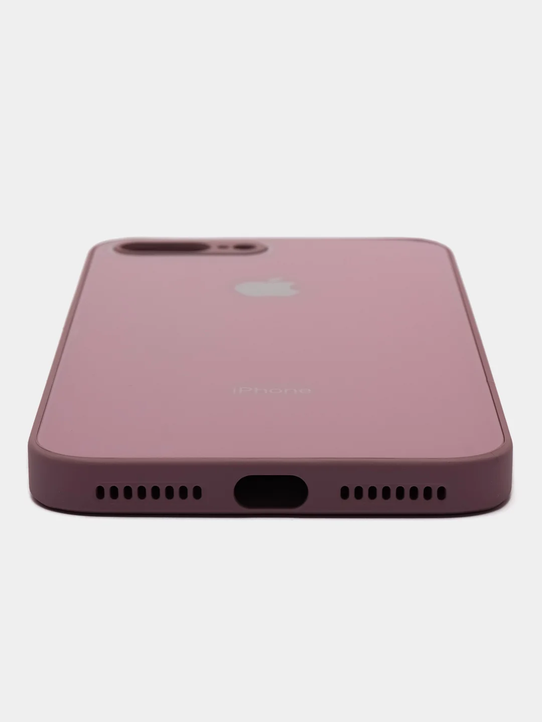 Сиреневый чехол силиконовый для iPhone 7 / 8 / 11 / 12 / 13 / 14 / Plus / Pro Max, со стеклянной панелью