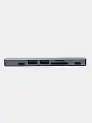 Тёмно-серый хаб USB-C для MacBook, 7 в 1: USB 3.0, Type-C, TF/SD Card Reader, 2 вида