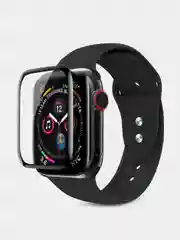 Защитное стекло для часов Apple Watch глянцевое, черная рамка, 38, 40, 42 mm