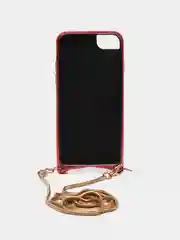 Красный чехол с цепочкой iPhone 6 / 7 / 8 / Se 2020 / 6 Plus / 7 Plus / 8 Plus стразы, жемчуг