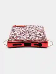Красный чехол с цепочкой iPhone 6 / 7 / 8 / Se 2020 / 6 Plus / 7 Plus / 8 Plus стразы, жемчуг