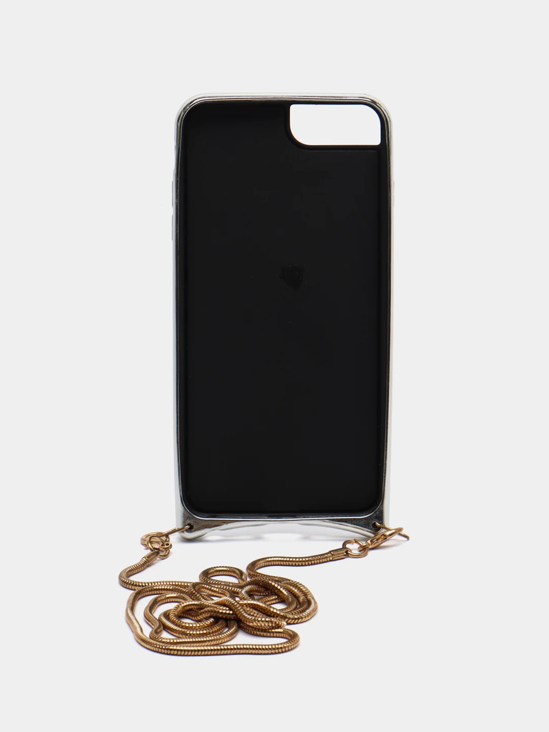 Светло-коричневый чехол с цепочкой iPhone 6 / 7 / 8 / Se 2020 / 6 Plus / 7 Plus / 8 Plus стразы, жемчуг