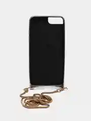 Светло-коричневый чехол с цепочкой iPhone 6 / 7 / 8 / Se 2020 / 6 Plus / 7 Plus / 8 Plus стразы, жемчуг
