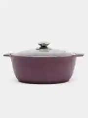 Жаровня Trendy style, 4 л, стеклянная крышка, антипригарное покрытие, цвет фиолетовый