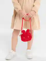 Красный сумка детская "Зайка", плюшевая