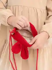 Красный сумка детская "Зайка", плюшевая