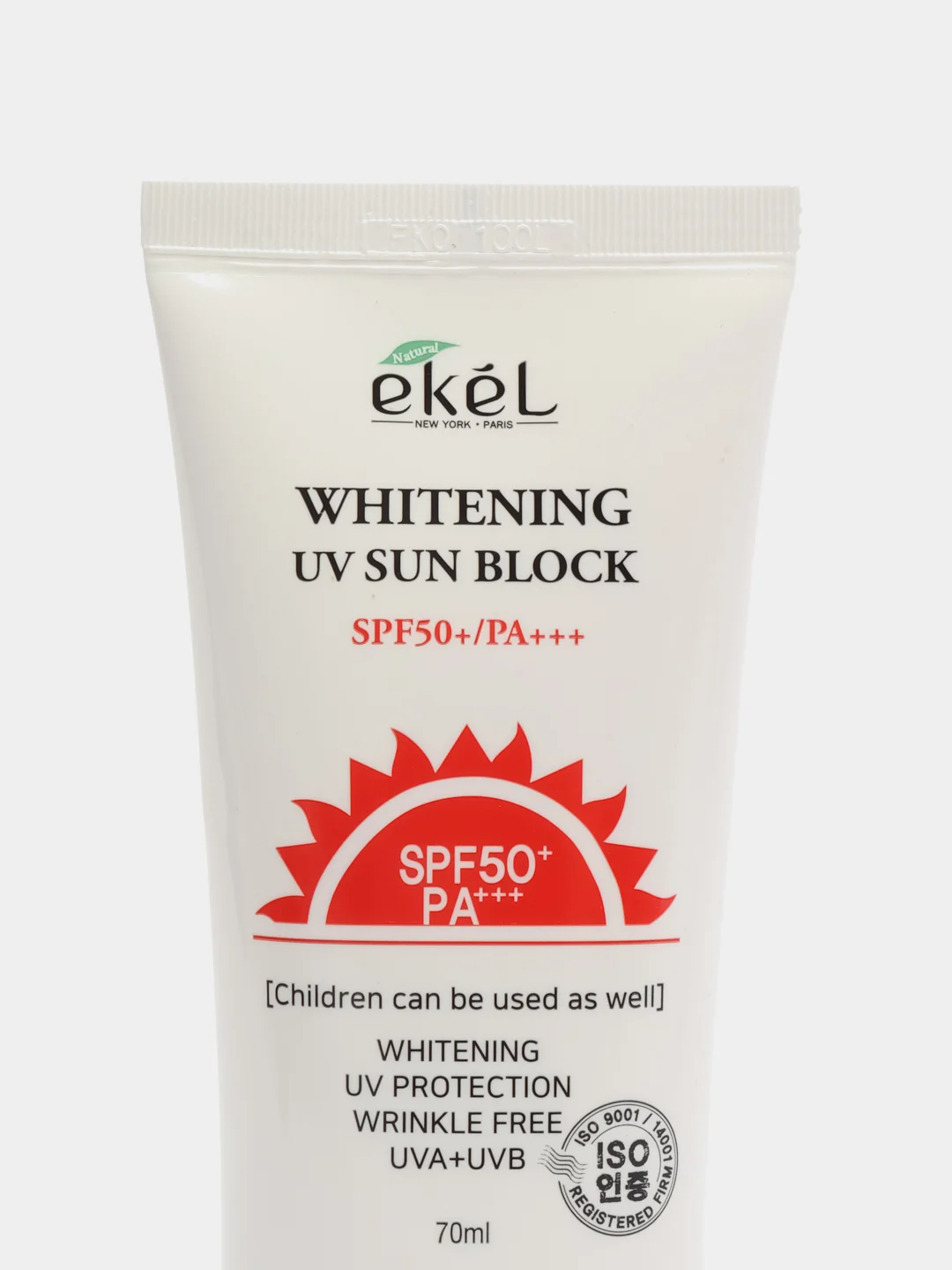 Белый крем солнцезащитный Ekel Soothing & Moisture Sun Block SPF50/PA+++ 70 мл