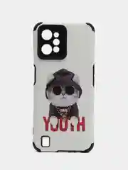 Белый чехол Realme C31 / Реалми С31, силиконовый, под кожу, с рисунком