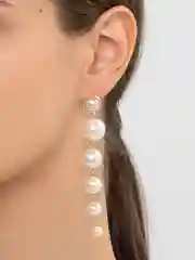 Золотой серьги подвески с жемчугом, длинные