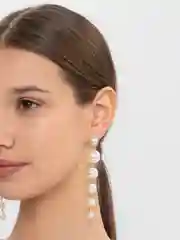 Золотой серьги подвески с жемчугом, длинные