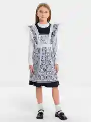 Прозрачный фартук школьный, ажурный, белый