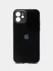 Черный чехол силиконовый для iPhone 12, со стеклянной панелью