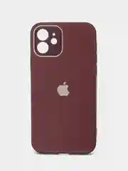 Тёмно-бордовый чехол силиконовый для iPhone 12, со стеклянной панелью