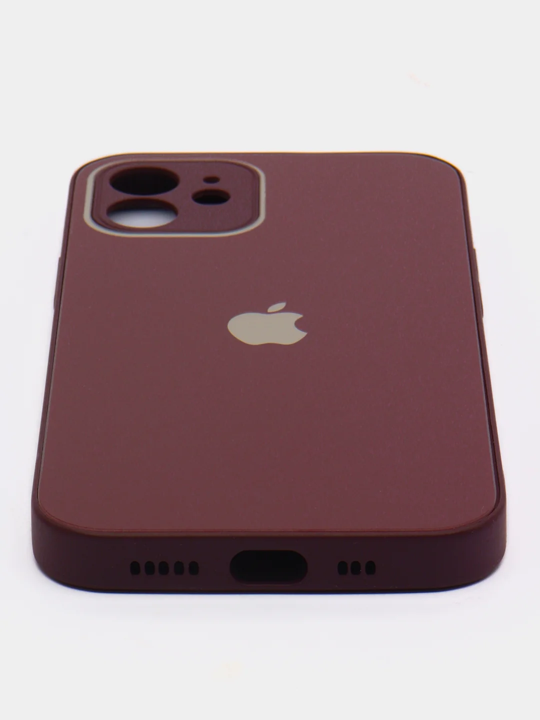 Тёмно-бордовый чехол силиконовый для iPhone 12, со стеклянной панелью