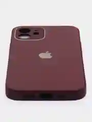 Тёмно-бордовый чехол силиконовый для iPhone 12, со стеклянной панелью