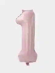 Шар фольгированный "Цифра 1", пыльная роза 40" Slim
