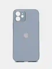 Светло-синий чехол силиконовый для iPhone 12, со стеклянной панелью