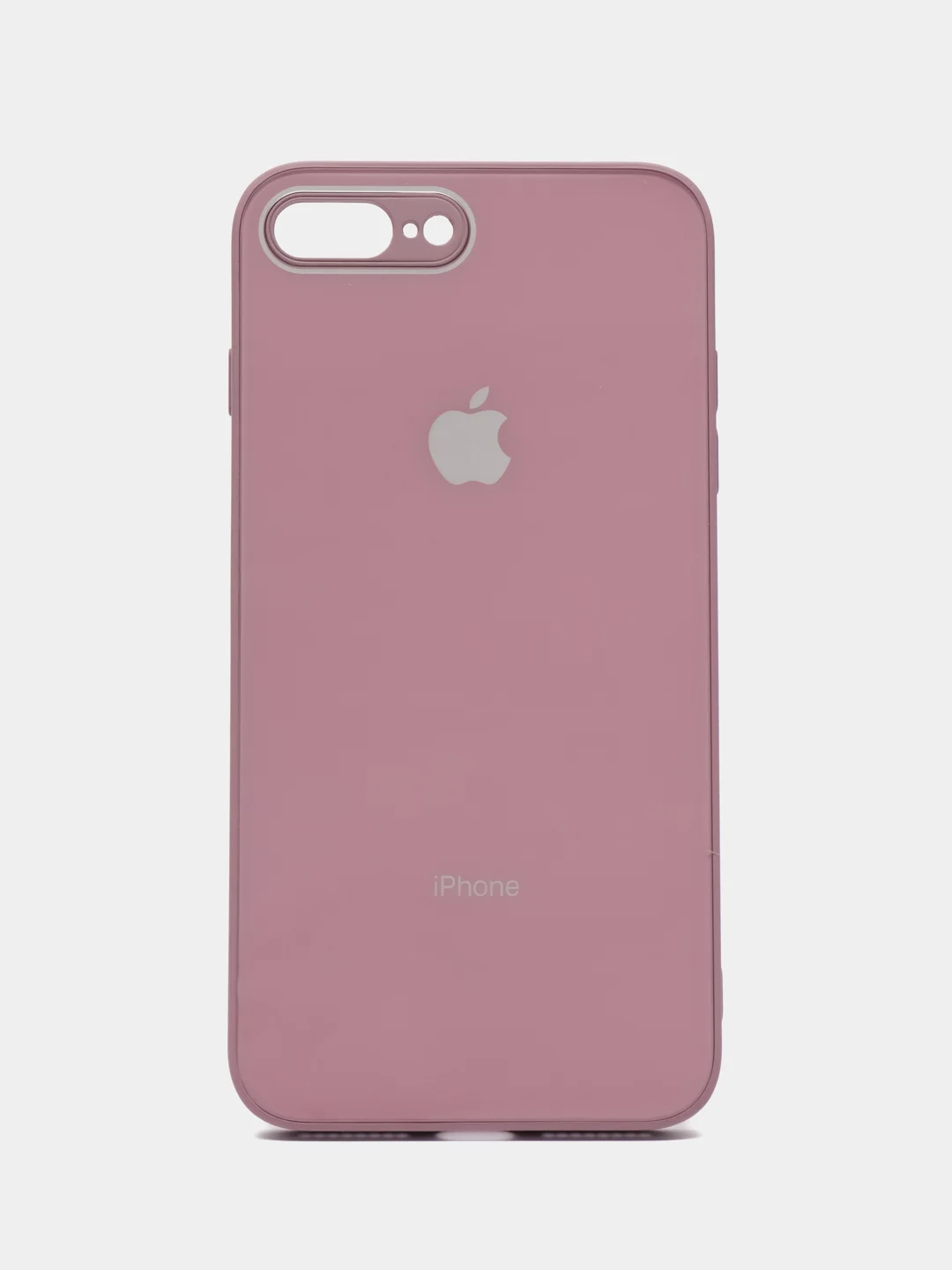 Сиреневый чехол силиконовый для iPhone 7 / 8 / 11 / 12 / 13 / 14 / Plus / Pro Max, со стеклянной панелью