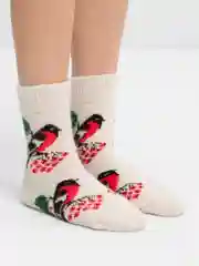 Красный носки женские, теплые, шерстяные, вязаные, зимние, термоноски, подарок на новый год