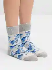 Голубой носки женские, теплые, шерстяные, вязаные, зимние, термоноски, подарок на новый год