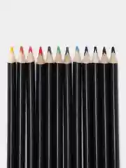 Карандаши цветные BRAUBERG "Artist line", 12 цв, трехгранные, черный корпус