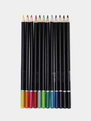 Карандаши цветные BRAUBERG "Artist line", 12 цв, трехгранные, черный корпус