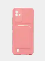Розовый чехол Realme C20, Realme C11 2021  карман для пластиковой карточки