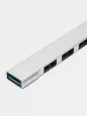 Серебряный usb-хаб на 4 порта USB, с входом USB / Type-C