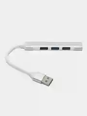 Серебряный usb-хаб на 4 порта USB, с входом USB / Type-C