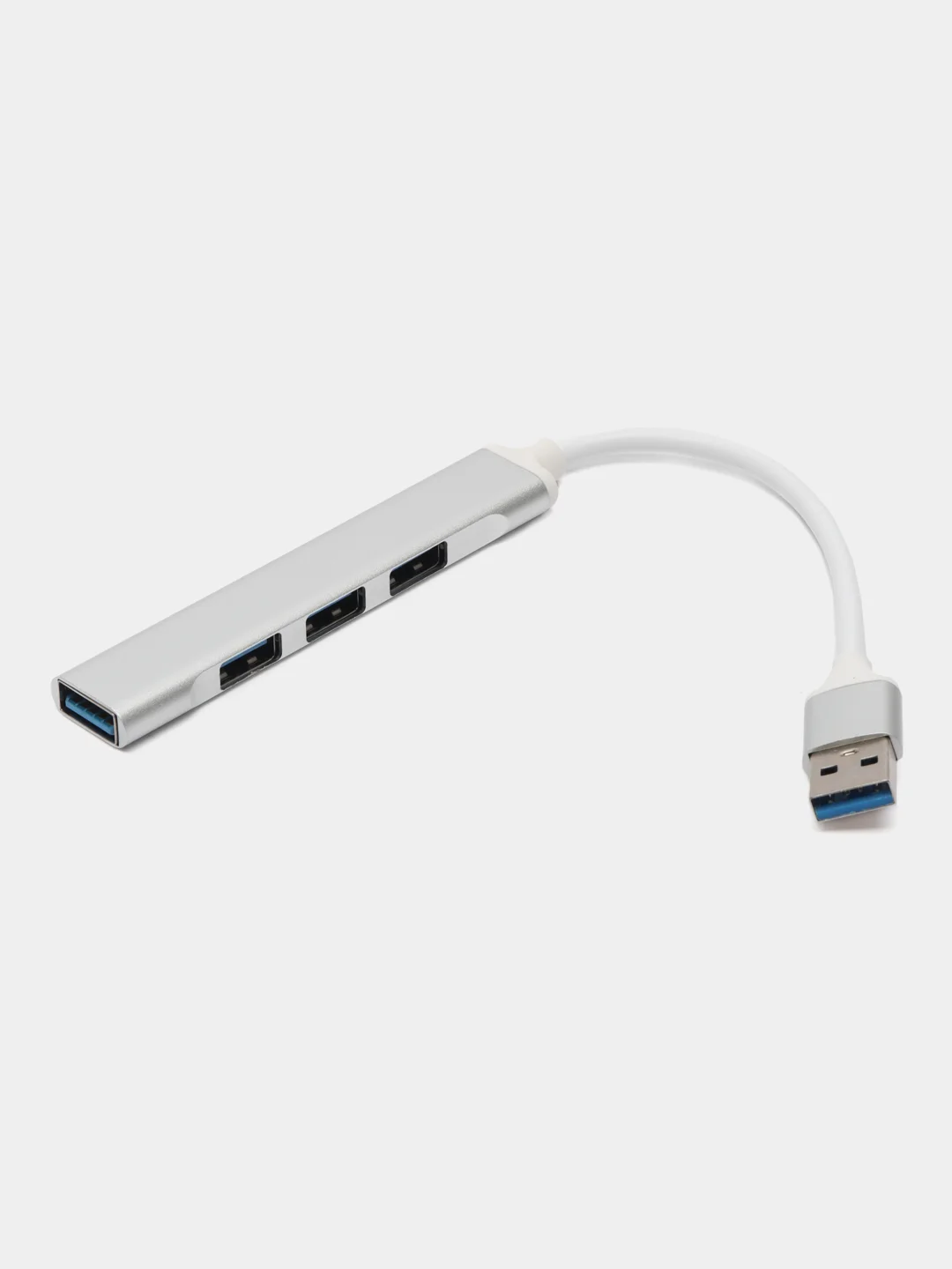 Серебряный usb-хаб на 4 порта USB, с входом USB / Type-C