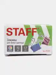 Зажимы для бумаг STAFF Profit, КОМПЛЕКТ 12 шт, 19 мм, на 60 листов, цветные, карт.кор.