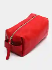 Красный косметичка из натуральной кожи