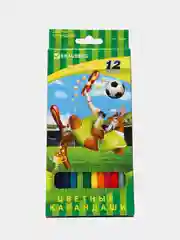 Карандаши цветные BRAUBERG "Football match", 12 цв., заточенные, карт. упак.,180534