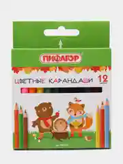Карандаши цветные ПИФАГОР "МАЛЫШИ-КАРАНДАШИ", 12 цветов, укороченные заточенные, 181344
