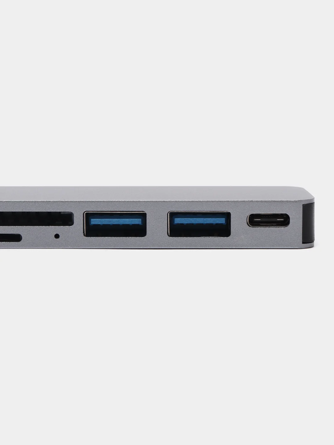 Тёмно-серый хаб USB-C для MacBook, 7 в 1: USB 3.0, Type-C, TF/SD Card Reader, 2 вида