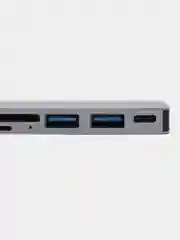Тёмно-серый хаб USB-C для MacBook, 7 в 1: USB 3.0, Type-C, TF/SD Card Reader, 2 вида