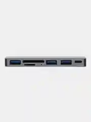 Тёмно-серый хаб USB-C для MacBook, 7 в 1: USB 3.0, Type-C, TF/SD Card Reader, 2 вида