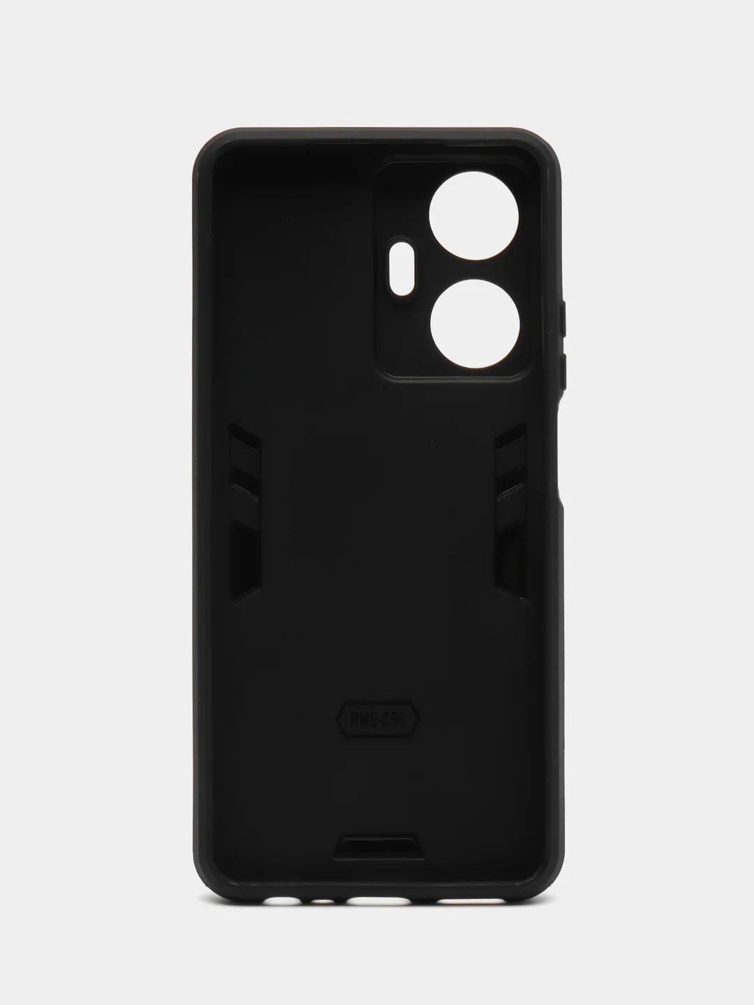 Угольный чехол для Realme C55 / Реалми С55 с металлической подставкой