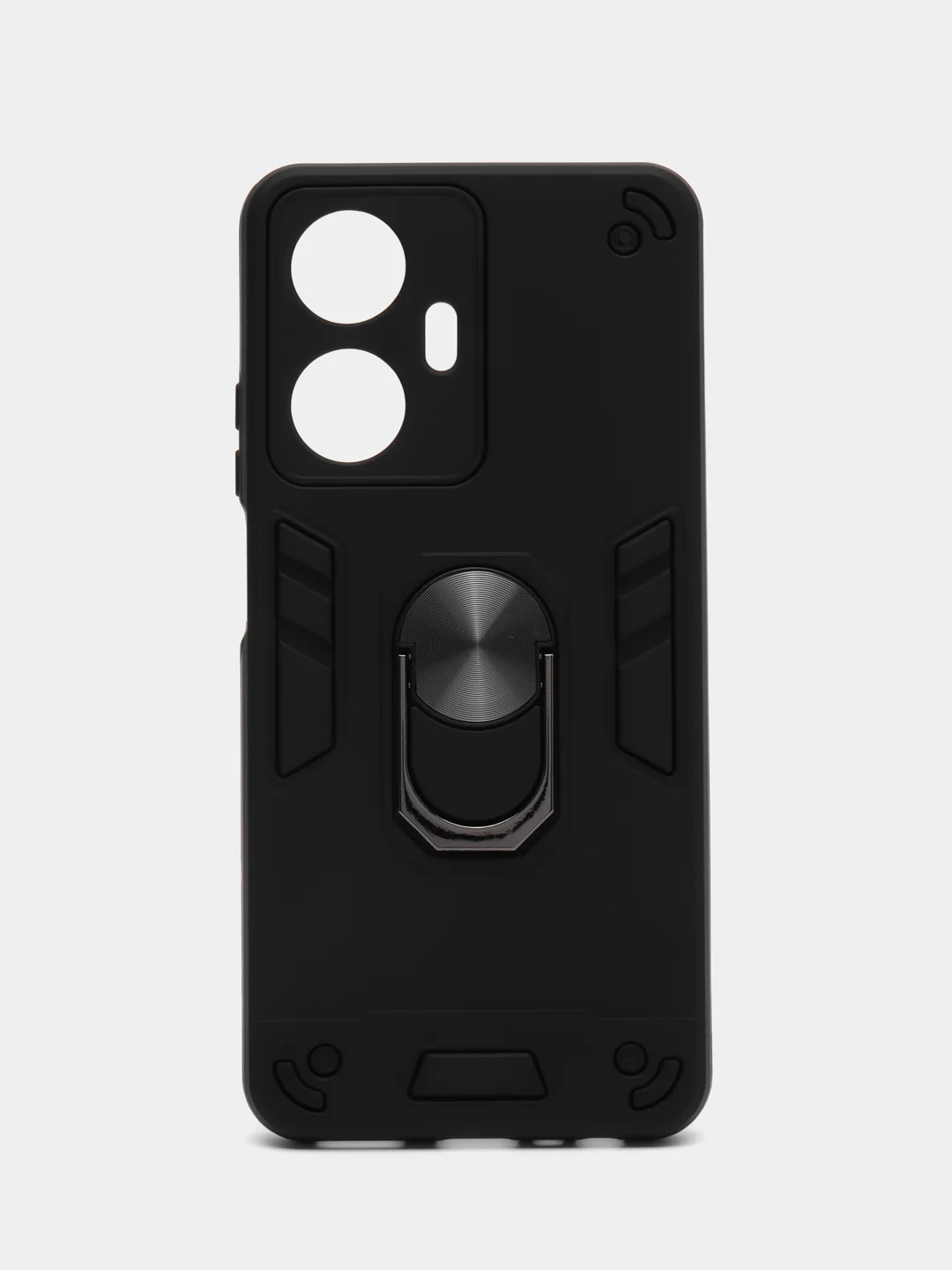 Угольный чехол для Realme C55 / Реалми С55 с металлической подставкой