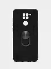 Угольный чехол для Xiaomi Redmi Note 9, противоударный, с металлической подставкой кольцом