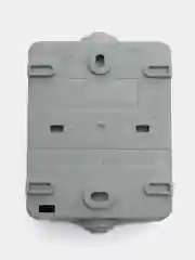 Розетка одноместная IP54 220V с заземлением, цвет серый, с крышкой, открытая установка